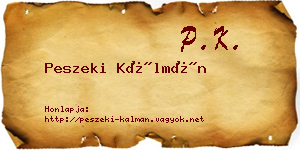 Peszeki Kálmán névjegykártya